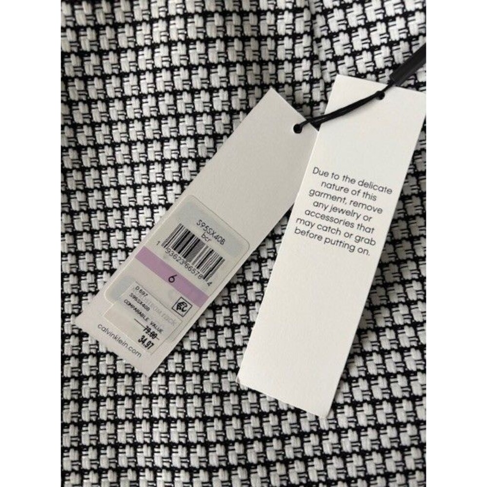 Calvin Klein Black/White Houndstooth Pencil Skirt Sz 6, Fully Lined, Vented NWT - Picture 1 of 8